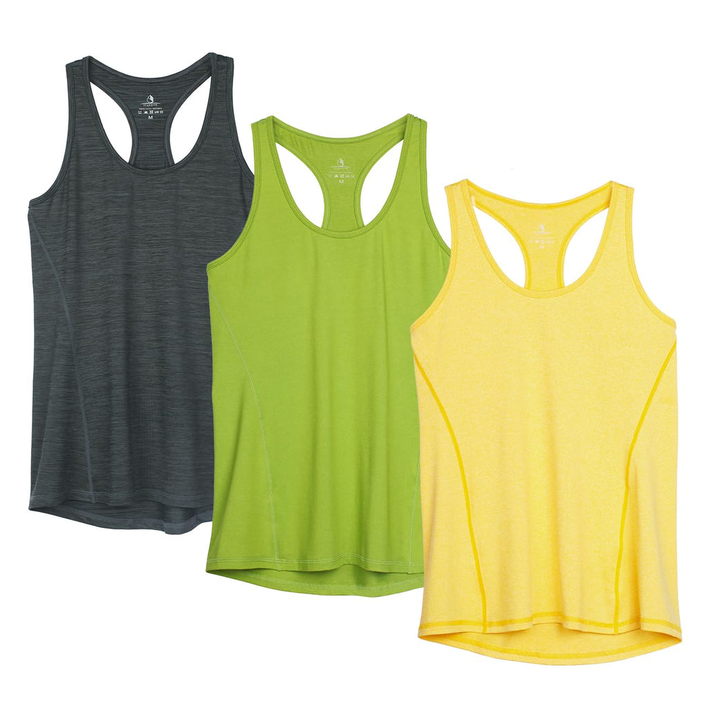 icyzone Women's Racerback Workout Athletic Running Tank Tops (Pack of 3)