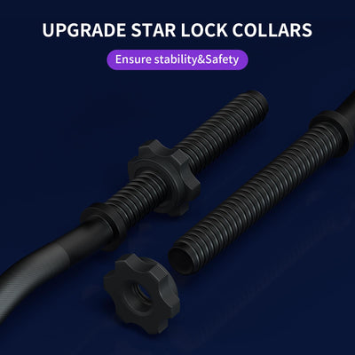 47" EZ Curl Bar Weight Lifting Bar, 1-inch Curling Bars for Weight lifting, Barbell bar for Hip Thrusts/Squats/Lunges for Gym and Home, With 2 Star Double Risk Star-nuts (220lb Weight Capacity)