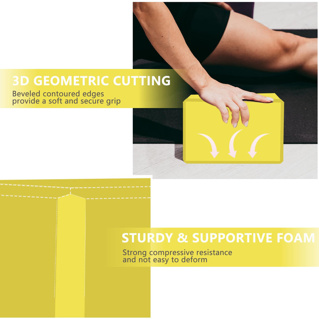 9"x6"x3" Yoga Blocks, Soft Non-Slip Surface Premium Foam Blocks, Supportive, Lightweight, Odor Resistant, Yoga Accessories for Pilates Meditation General Fitness Stretching Toning