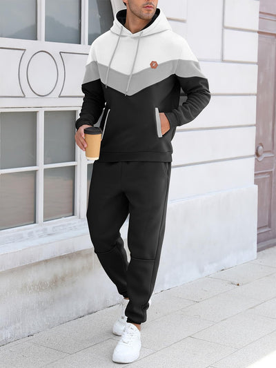 Mens Hoodie Tracksuit Set 2 Pieces Athletic Fleece Hooded Sweatsuit Casual Outfit Sweatshirt and Joggers Set