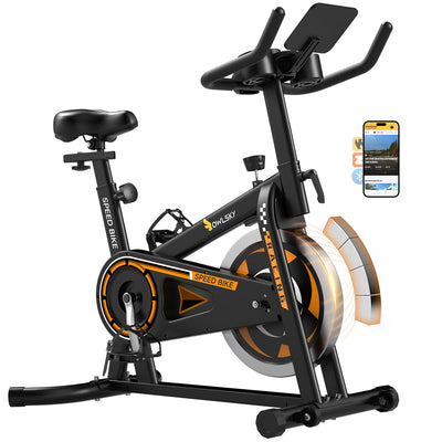 OWLSKY Exercise Bike with APP, Magnetic Resistance Indoor Cycling Bike, 300 lbs Capacity Quiet Stationary Bike for Home Gym Cardio Workout, Adjustable Seat & Tablet Holder