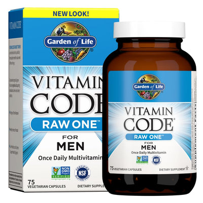 Garden of Life Vitamin Code Raw One for Men, Once Daily Multivitamin, 75 Capsules, One a Day Mens Vitamins Plus Fruit, Veggies & Probiotics for Mens Health, Vegetarian Multivitamins