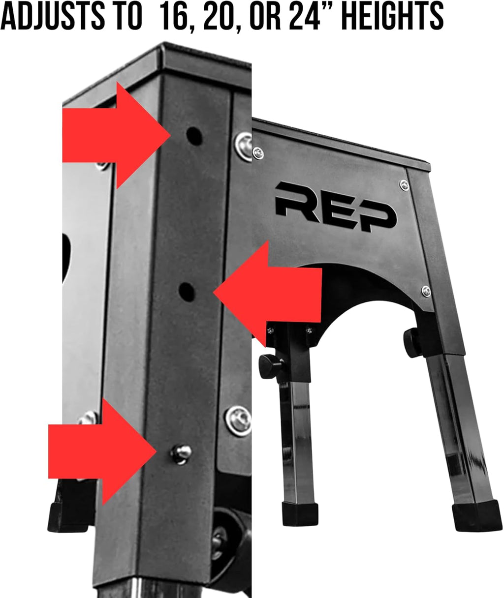 REP Adjustable Plyo Box | Metal Jump Platform | Home Gym Exercise Step | Plyometric Training Equipment | Fitness Workout Bench | Assembled Steel Jumping Boxes | Adjustable Height Workout Tool