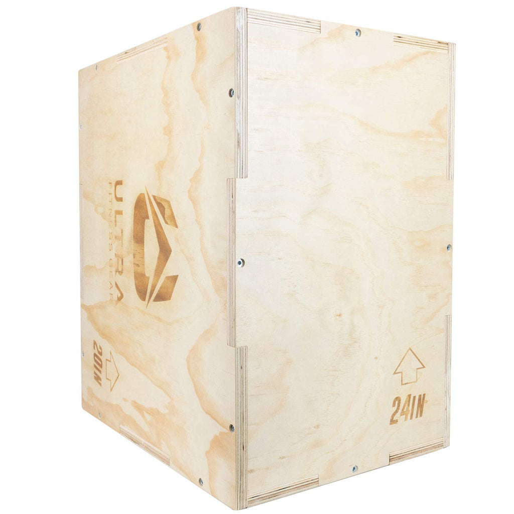 Ultra Fitness Gear Wooden Plyo Box, 31 Plyometric Jump Training Squat, Step Up, Jumps & More Workout Size S, M, L, XL