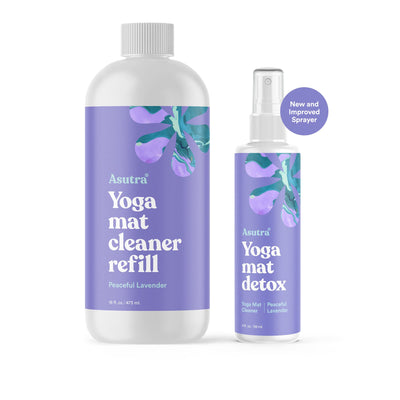 ASUTRA Yoga Mat Cleaner Spray (Energizing Peppermint), 4 fl oz - No Slippery Residue, Organic Essential Oils, Deep-Cleansing for Fitness Gear & Gym Equipment, Microfiber Towel Included