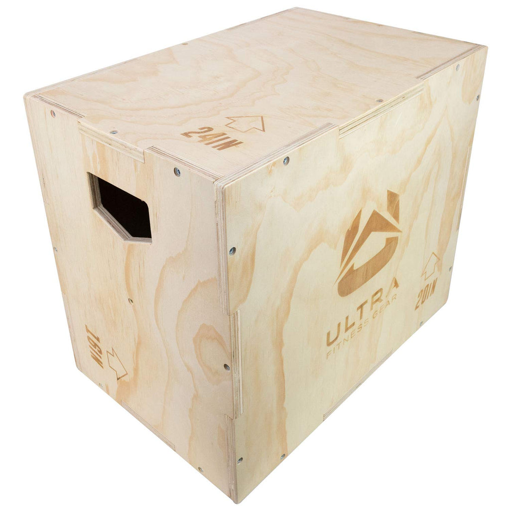 Ultra Fitness Gear Wooden Plyo Box, 31 Plyometric Jump Training Squat, Step Up, Jumps & More Workout Size S, M, L, XL
