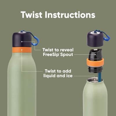 Owala FreeSip Twist Insulated Stainless Steel Water Bottle with Straw for Sports and Travel, BPA-Free, 24-oz, Purple/Purple (California Grapevine)