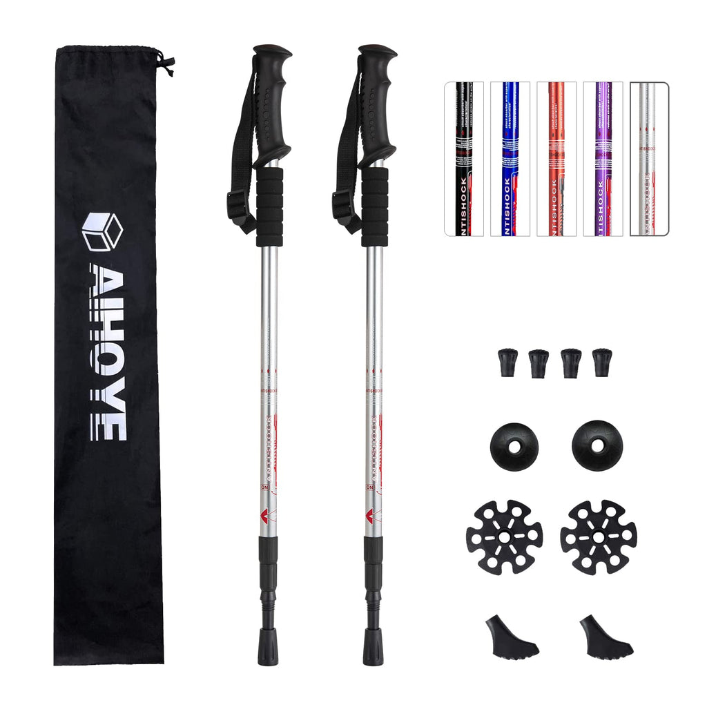 Aihoye Hiking Trekking Poles, 2 Pack Collapsible, Lightweight, Anti Shock, Walking Sticks, Adjustable Hiking Pole for Men and Women