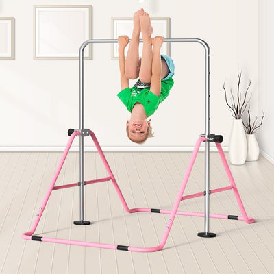 FBSPORT Gymnastics Bar for Kids, Adjustable Height Gymnastic Horizontal Bars,Junior Training Bar Children Folding Training Monkey Bars for Home Using