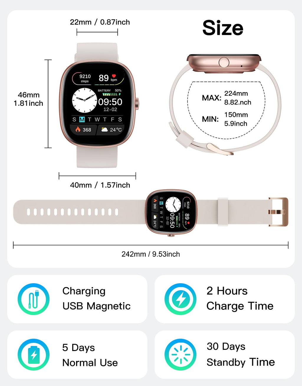 Fitness Tracker 2025 Ver. (Answer/Make Calls), 1.85" Smart Watch Fitness Watches for Women Men with 24/7 Heart Rate Blood Oxygen Monitor Sleep Tracker 100+ Sport Modes IP68 Waterproof (Pink)