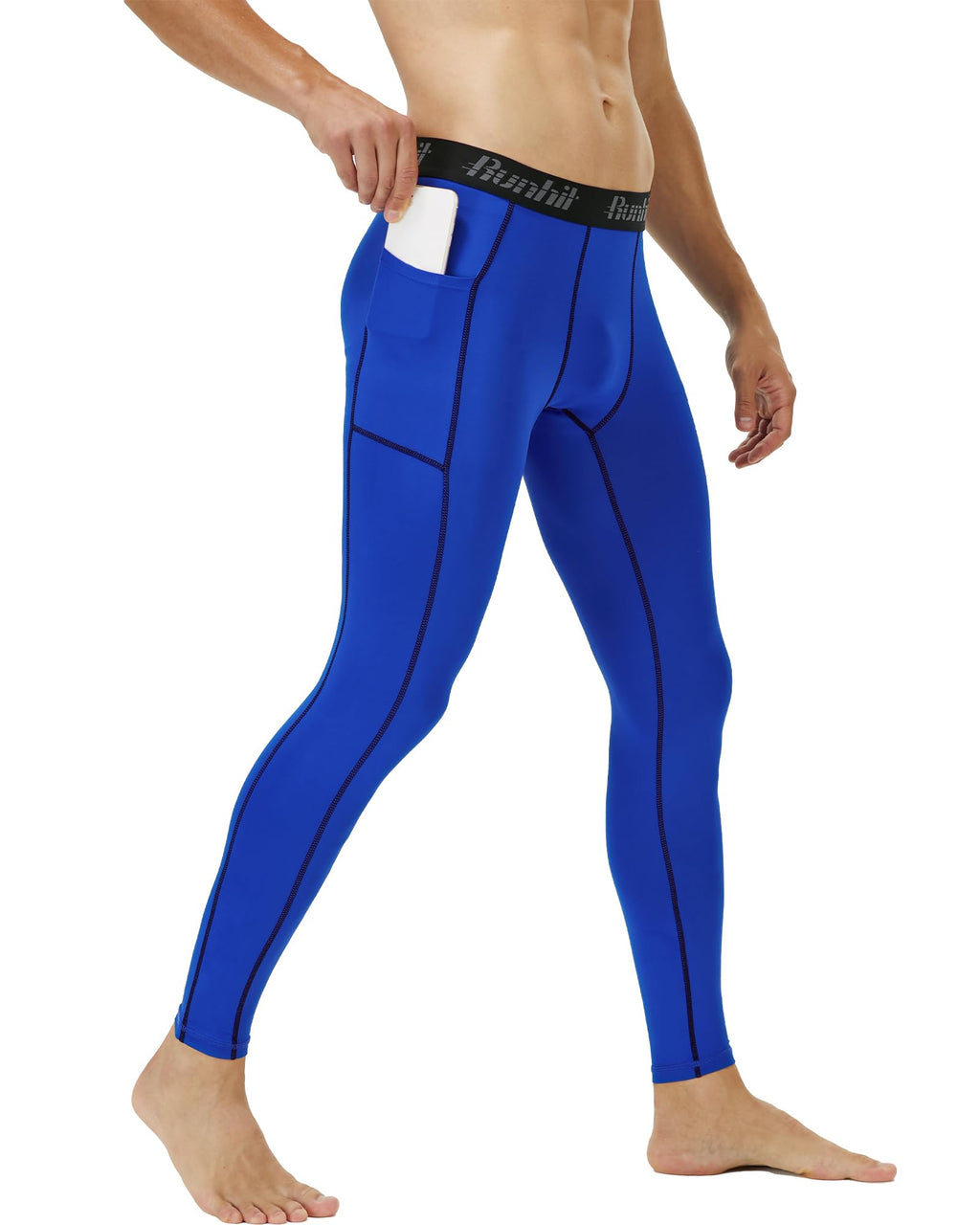 Runhit Mens Compression Pants Running Tights Pockets Sports Leggings Spandex Workout Cycling Athletic Thermal