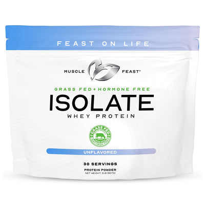 Muscle Feast Grass-Fed Whey Protein Isolate, All Natural Hormone Free Pasture Raised, Whey Isolate Protein Powder for Men and Women, Clean, Non-GMO & Gluten-Free, Isolate Protein - Unflavored, 5lb
