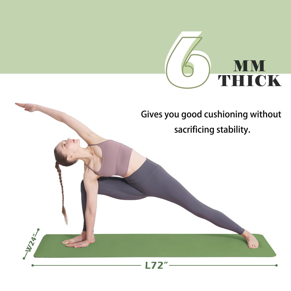 Yoga Mat Non Slip, Pilates Fitness Mats, Eco Friendly, Anti-Tear 1/4" Thick Yoga Mats for Women, Exercise Mats for Home Workout with Carrying Sling and Storage Bag