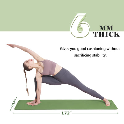 Yoga Mat Non Slip, Pilates Fitness Mats, Eco Friendly, Anti-Tear 1/4" Thick Yoga Mats for Women, Exercise Mats for Home Workout with Carrying Sling and Storage Bag