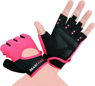 BEAST RAGE Workout Gloves for Men & Women - Fingerless Gym Gloves with Palm Protection, Breathable & Lightweight for Weightlifting, Cycling & Pull Up