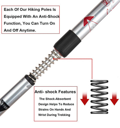 Aihoye Hiking Trekking Poles, 2 Pack Collapsible, Lightweight, Anti Shock, Walking Sticks, Adjustable Hiking Pole for Men and Women