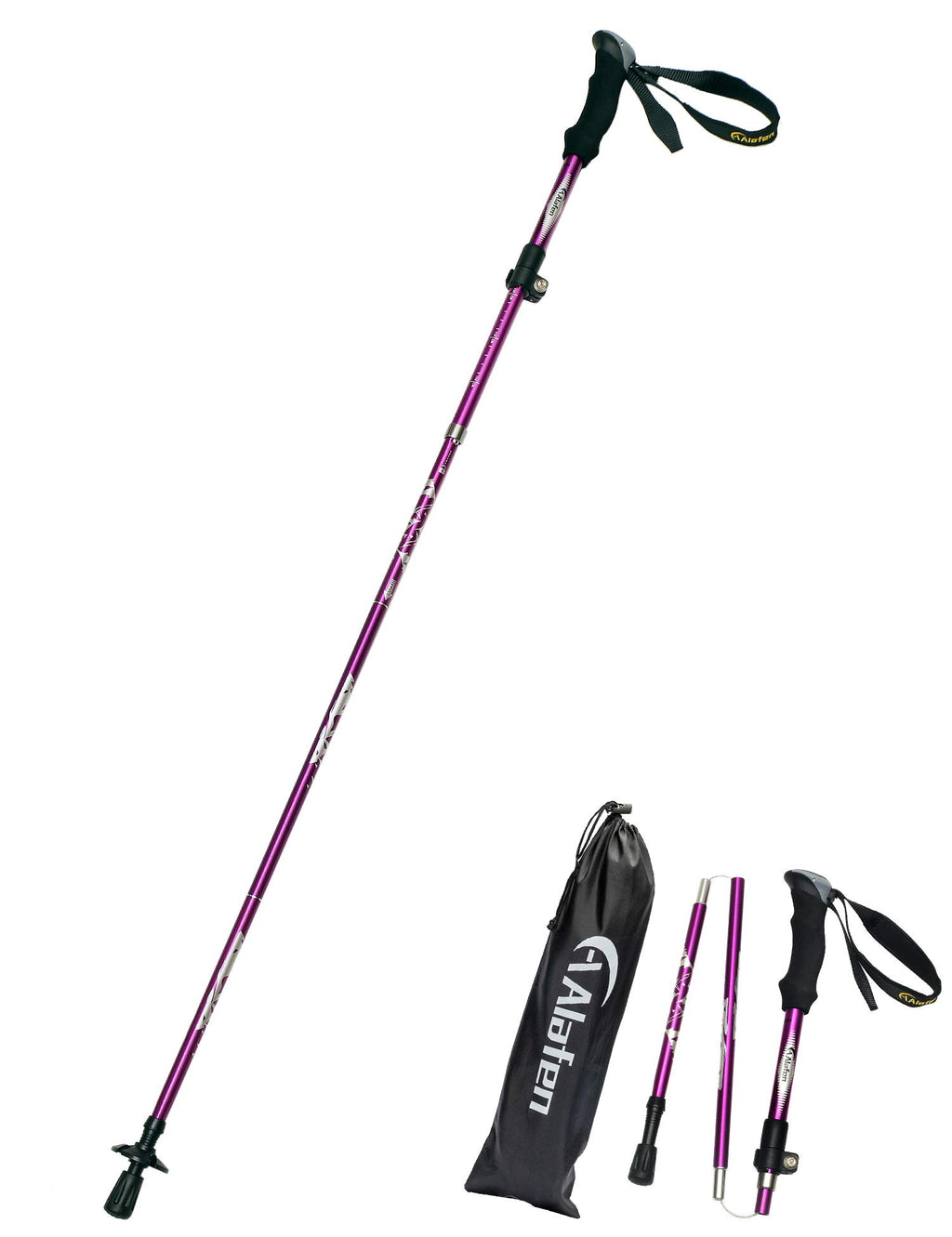 Aluminum Collapsible Ultralight Travel Trekking Hiking Pole for Men and Women (Fits 5'3" - 6'2")