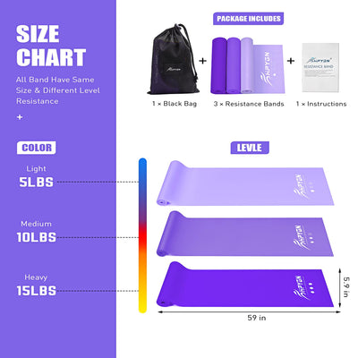 Resistance Bands, Exercise Bands, Physical Therapy Bands for Strength Training, Yoga, Pilates, Stretch Elastic Band with Different Strengths, Workout Bands for Home Gym