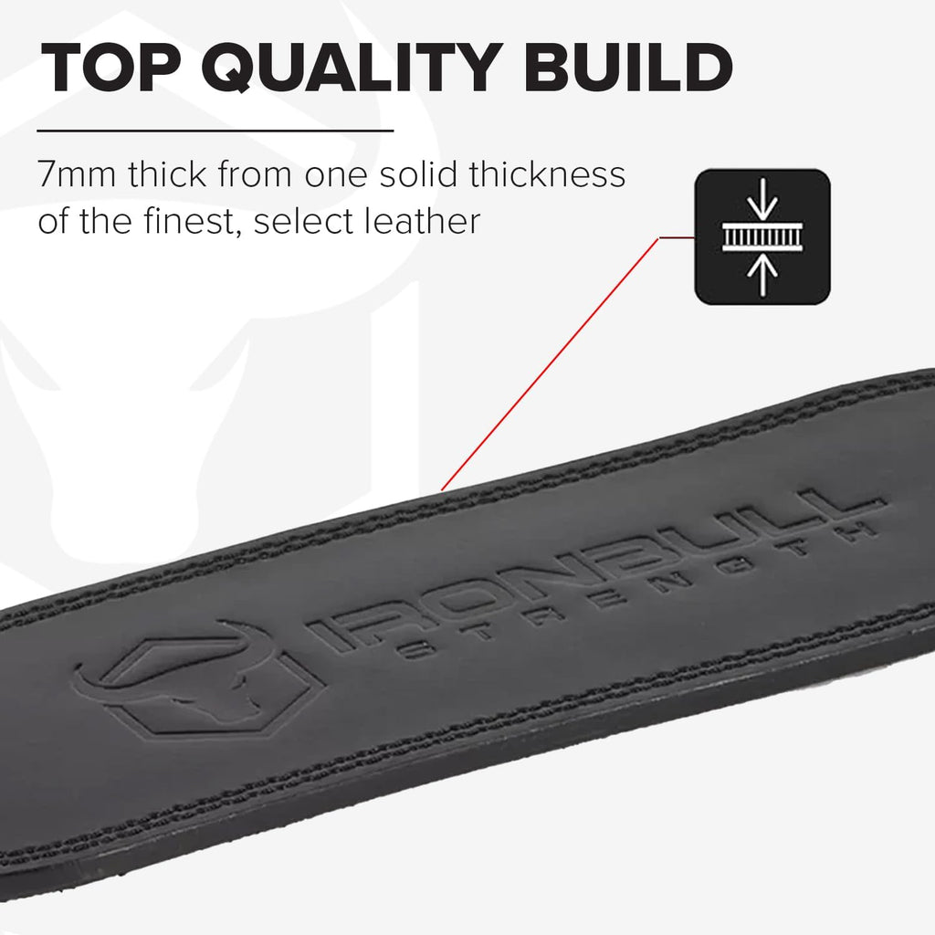 7mm Leather Weight Lifting Belt (IPF, USAPL, USPA, IPL USAW & IWF Approved) - 4" to 2” Tapered Premium Weightlifting Belt for Olympic Lifting, Powerlifting, Cross training, Gym, Workout & Weight Training - Weightlifting Belts for Men and Women