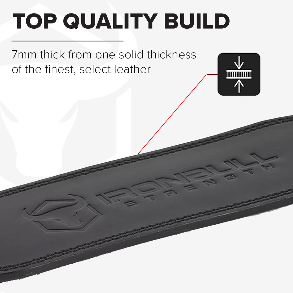 7mm Leather Weight Lifting Belt (IPF, USAPL, USPA, IPL USAW & IWF Approved) - 4" to 2” Tapered Premium Weightlifting Belt for Olympic Lifting, Powerlifting, Cross training, Gym, Workout & Weight Training - Weightlifting Belts for Men and Women