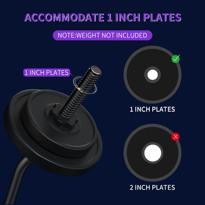 47" EZ Curl Bar Weight Lifting Bar, 1-inch Curling Bars for Weight lifting, Barbell bar for Hip Thrusts/Squats/Lunges for Gym and Home, With 2 Star Double Risk Star-nuts (220lb Weight Capacity)