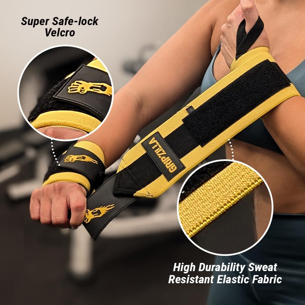 GRIPZILLA Wrist Wraps for Weightlifting Men/Women - Premium Lift Heavier Wrist Straps for Weightlifting, Gym, Carpal Tunnel Wrist Brace Weight Lifting Wrist Wraps with Thumb Loop for Powerlifting, Deadlift