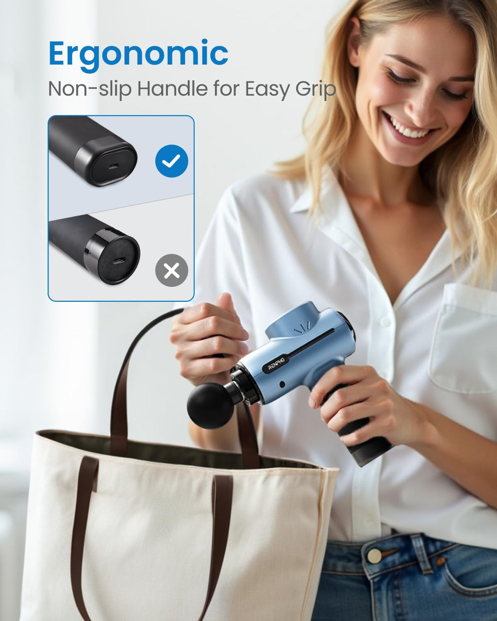 RENPHO Massage Gun Deep Tissue, Christmas Birthday Gifts for Women Men, Portable Percussion Massager for Back and Neck, Handheld Device with Carry Case, Active