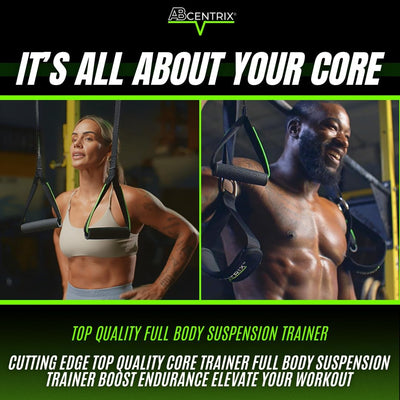AbSling 2.0 – Premium Hanging Suspension Trainer for Core & Upper Body Strength Training | Heavy-Duty Gym-Grade Ab Slings for Hanging Leg Raises, Abdominal Workouts & Six-Pack Sculpting | Cutting-Edge Two-Pulley Training System Makes Strengthening Easier