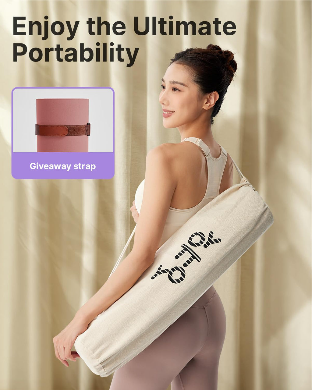 YOTTOY Yoga Mat,Non-Slip Hot Yoga Mat with Anti-Tear Design and Friendly Natural Rubber Mat with Strap and Bag