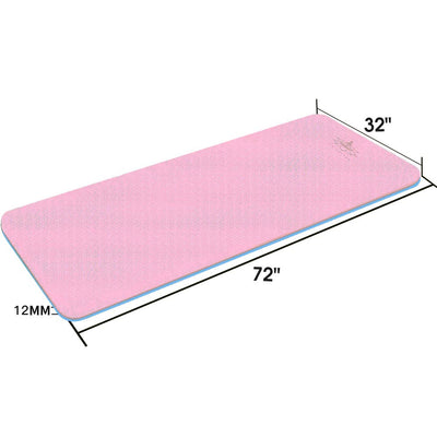 Hatha Yoga Extra Thick TPE Yoga Mat - 72"x 32" Thickness 1/2 Inch -Eco Friendly SGS Certified - With High Density Anti-Tear Exercise Bolster For Home Gym Travel & Floor Outside
