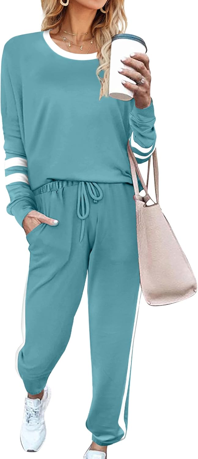 Aloodor Sweatsuit for Women 2 Piece Outfits for Womens Crewneck Sweatshirts Pullover