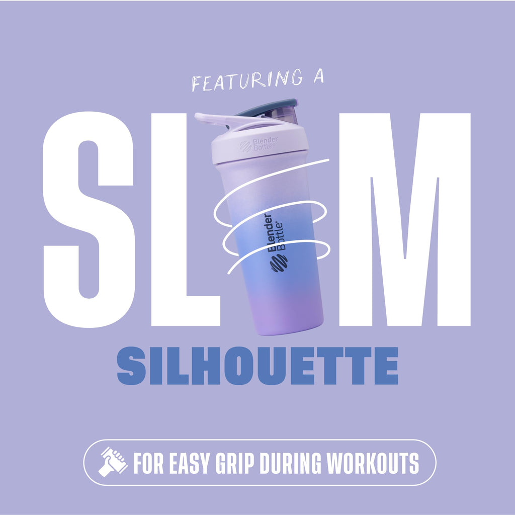 BlenderBottle Strada Shaker Cup Insulated Stainless Steel Water Bottle with Wire Whisk, 24-Ounce, Black