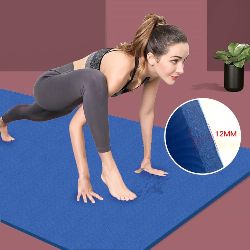 Hatha Yoga Extra Thick TPE Yoga Mat - 72"x 32" Thickness 1/2 Inch -Eco Friendly SGS Certified - With High Density Anti-Tear Exercise Bolster For Home Gym Travel & Floor Outside