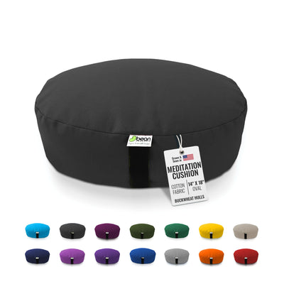 BEAN PRODUCTS Zafu Meditation Pillows for Sitting on Floor, Yoga Cushion, Cotton/Buckwheat fill Yoga Pillow, Zafu Meditation Cushion, Zen Kneeling Prayer Pad- MADE IN USA - 14" ROUND - SAFFRON