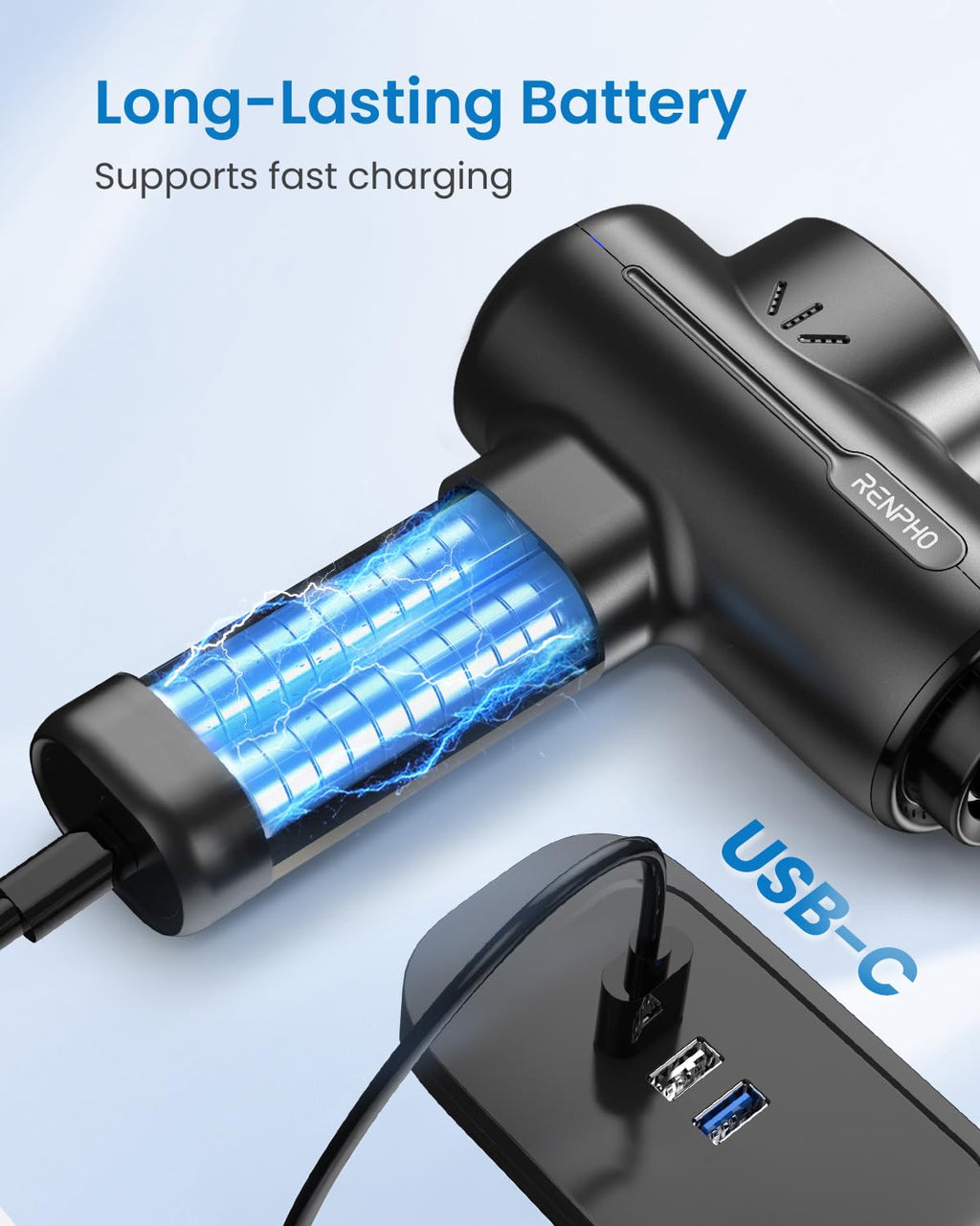 RENPHO Massage Gun Deep Tissue, Christmas Birthday Gifts for Women Men, Portable Percussion Massager for Back and Neck, Handheld Device with Carry Case, Active