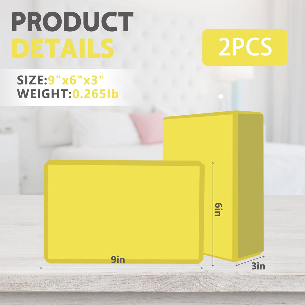 9"x6"x3" Yoga Blocks, Soft Non-Slip Surface Premium Foam Blocks, Supportive, Lightweight, Odor Resistant, Yoga Accessories for Pilates Meditation General Fitness Stretching Toning
