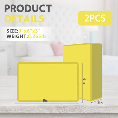 9"x6"x3" Yoga Blocks, Soft Non-Slip Surface Premium Foam Blocks, Supportive, Lightweight, Odor Resistant, Yoga Accessories for Pilates Meditation General Fitness Stretching Toning