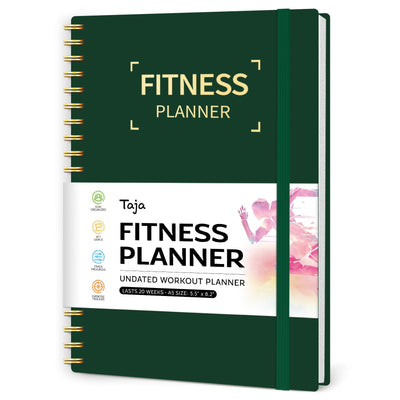 Fitness Workout Journal for Women & Men, A5(5.5" x 8.2") Workout Log Book Planner for Tracking, Progress, and Achieving Your Wellness Goals - Green