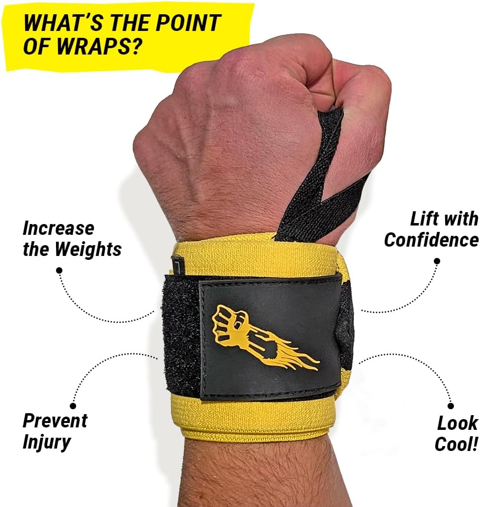 GRIPZILLA Wrist Wraps for Weightlifting Men/Women - Premium Lift Heavier Wrist Straps for Weightlifting, Gym, Carpal Tunnel Wrist Brace Weight Lifting Wrist Wraps with Thumb Loop for Powerlifting, Deadlift