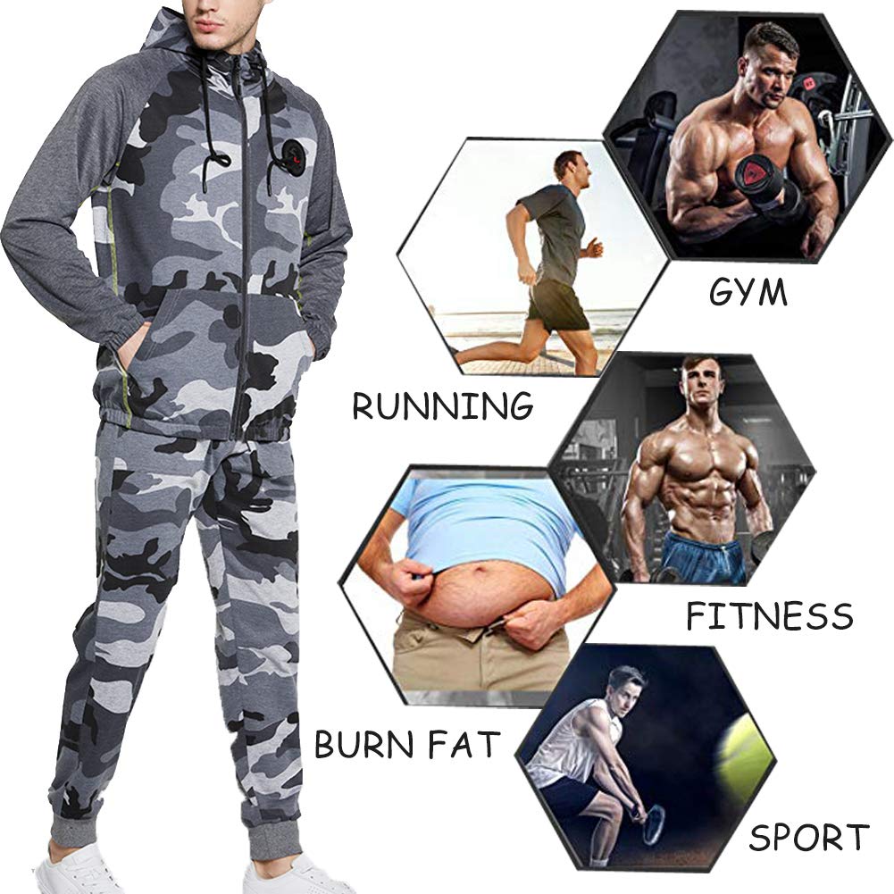 DUOFIER Men's Hooded Athletic Tracksuit Casual Full Zip Jogging Sweatsuits