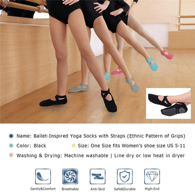 Ozaiic Pilates Socks for Women Non Slip Grip, Yoga Socks with Grippers for Barre, Hospital, Ballet, Dance, Barefoot Workout