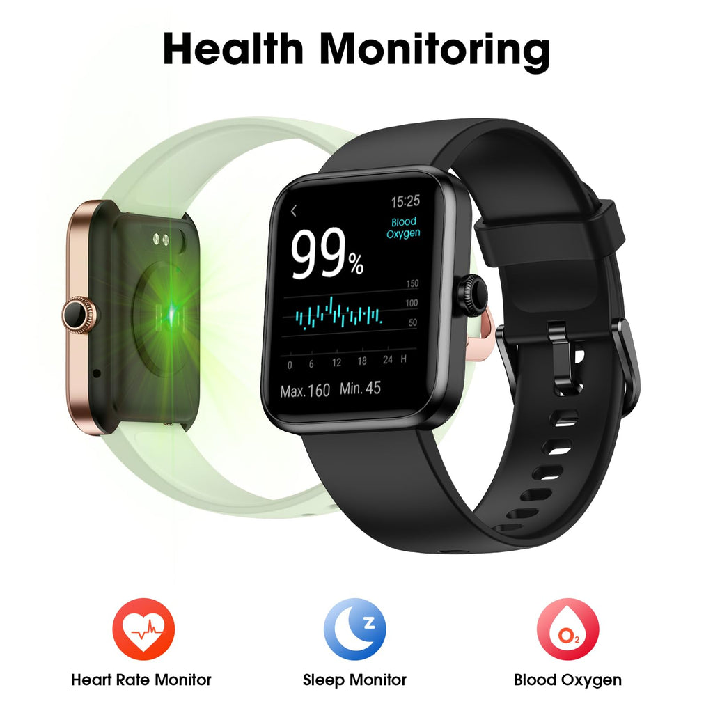 Smart Watch for Women Men, Fitness Tracker Watch with Heart Rate Monitor, Sleep, Blood Oxygen Tracker, 5ATM Waterproof Smartwatch Sports Watch Compatible with Android iOS Phones Step Calories Counter