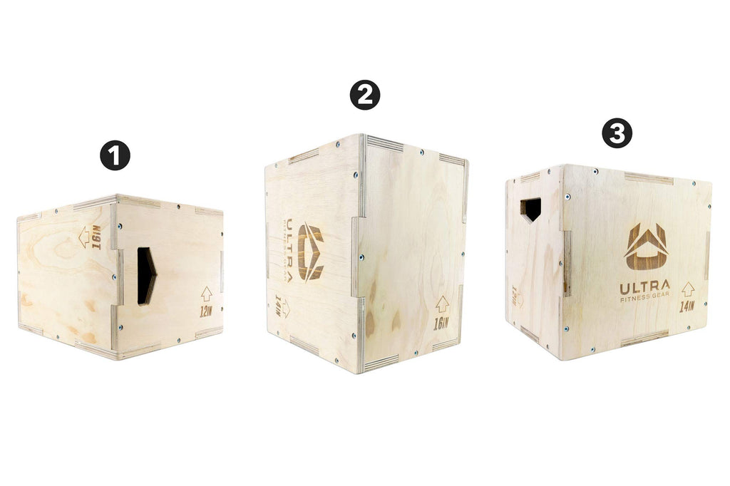 Ultra Fitness Gear Wooden Plyo Box, 31 Plyometric Jump Training Squat, Step Up, Jumps & More Workout Size S, M, L, XL