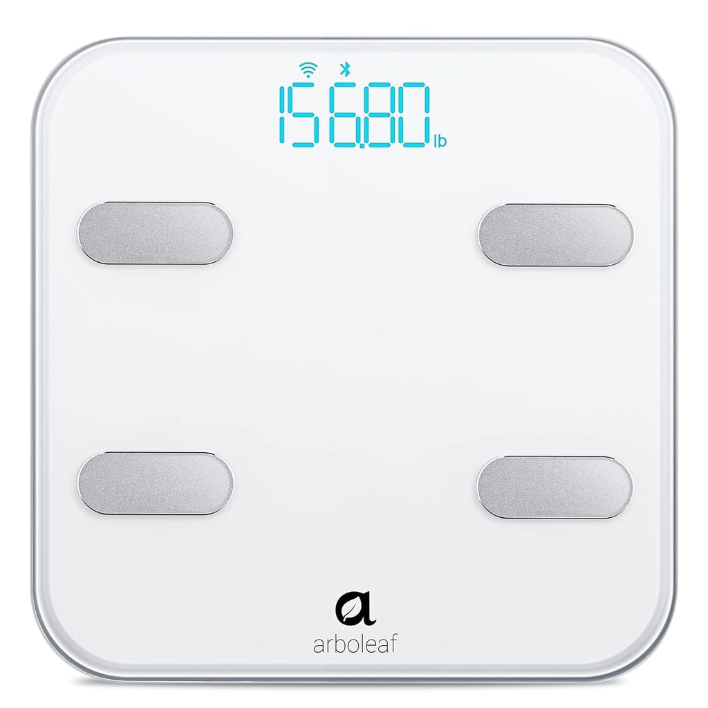 Arboleaf Scale for Body Weight, Smart Scale with BMI, Body Fat, Muscle Mass, 26 Metrics Full Body Composition Analyzer, 8-Electrode High Precision Digital Bathroom Scale, Bluetooth Sync, White