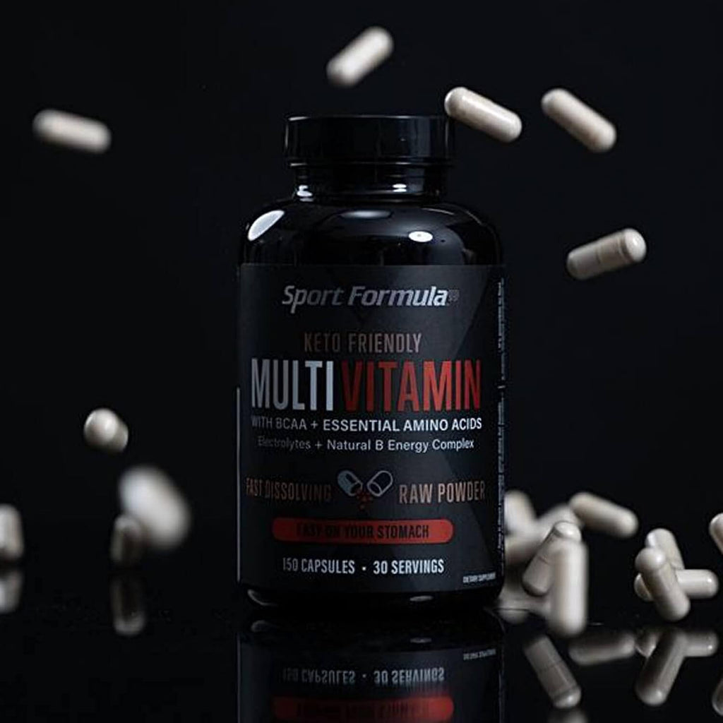 Sport Formula Daily Keto Superfood Multivitamin BCAA Amino Acid Powder Capsules for Men and Women. Won't Upset Your Stomach: Natural Vitamin B Energy Complex: Anti Aging Immune System Support