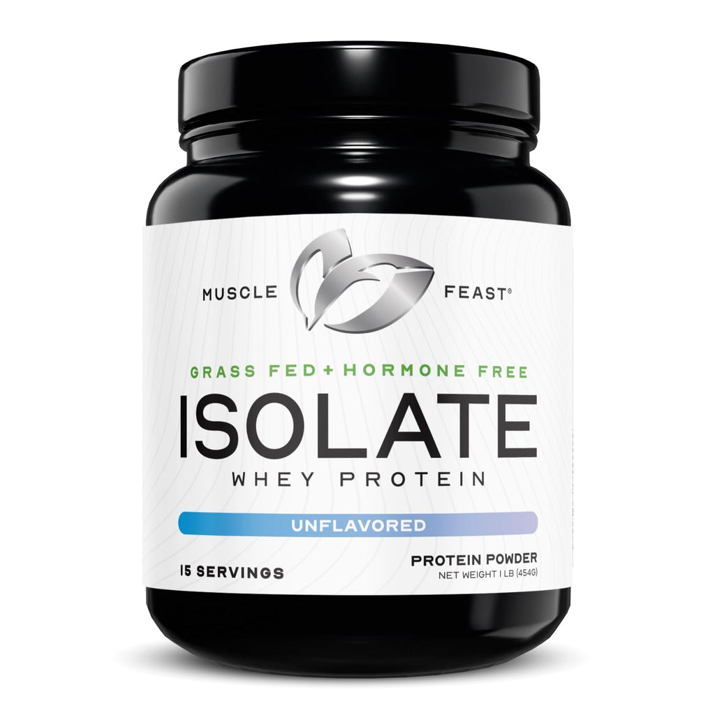 Muscle Feast Grass-Fed Whey Protein Isolate, All Natural Hormone Free Pasture Raised, Whey Isolate Protein Powder for Men and Women, Clean, Non-GMO & Gluten-Free, Isolate Protein - Unflavored, 5lb