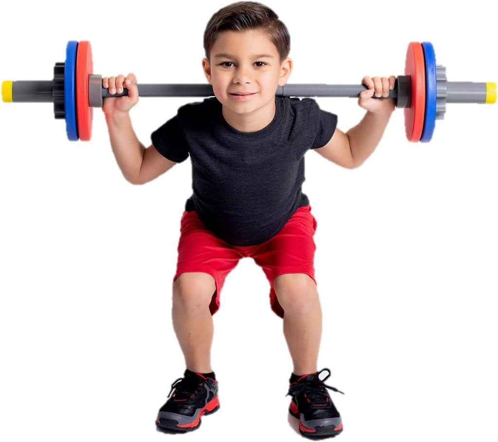 WOD Toys® Barbell Mini - Adjustable Kids Barbell Toy Weight Set for Kid Fitness, Weightlifting and Power lifting - Safe, Durable Kid's Gym Workout and Exercise Equipment for Toddlers and Children