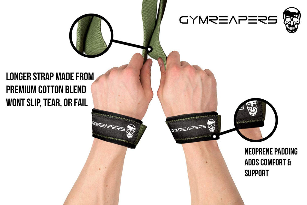 Gymreapers Lifting Wrist Straps for Weightlifting, Bodybuilding, Powerlifting, Strength Training, & Deadlifts - Padded Neoprene with 18 inch Cotton