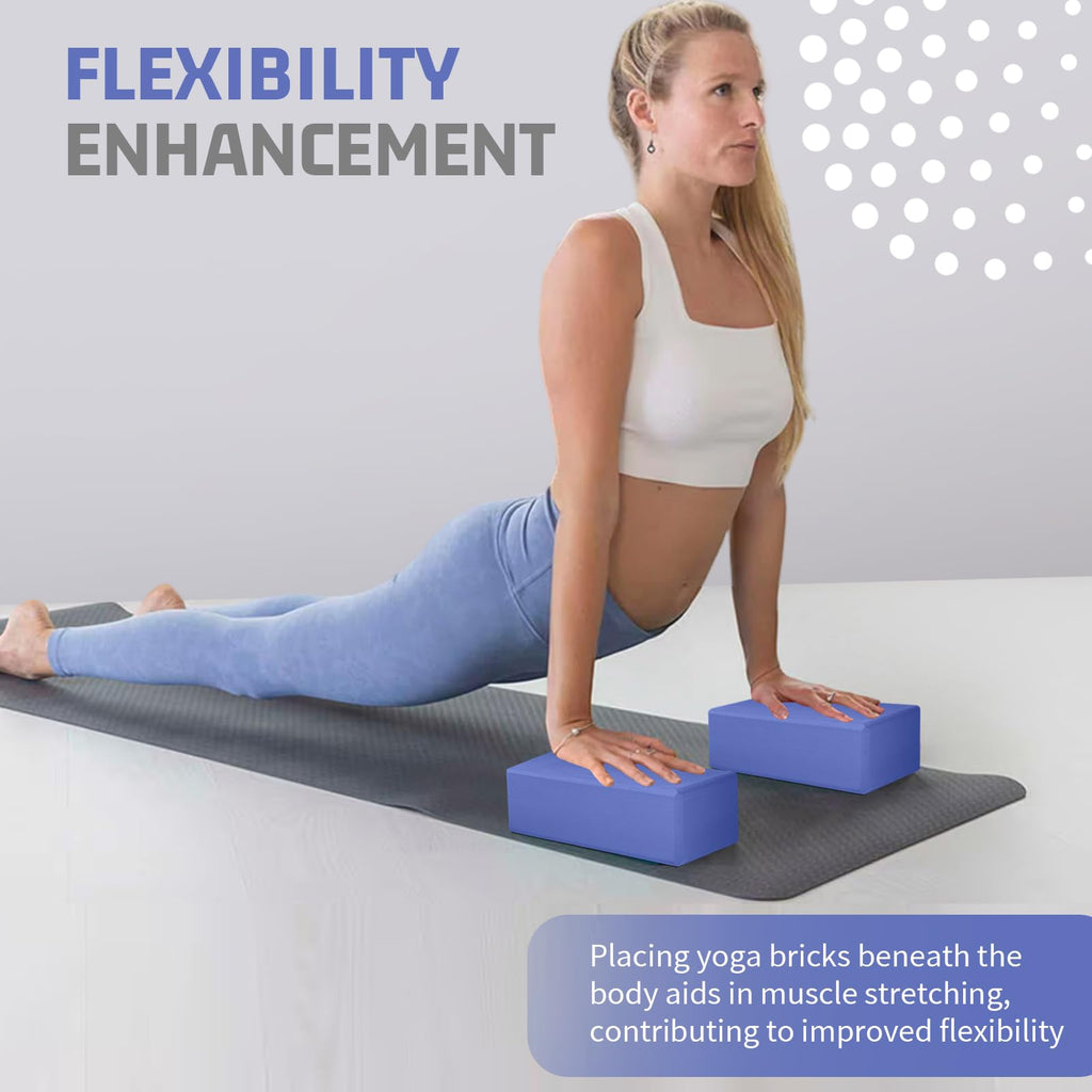 Yoga Blocks 2 Pack, EVA Foam Yoga Block Supportive, Non-Slip Exercise Blocks, Yoga Accessories for Pilates, Meditation, Balance, Stretching and Deep Poses