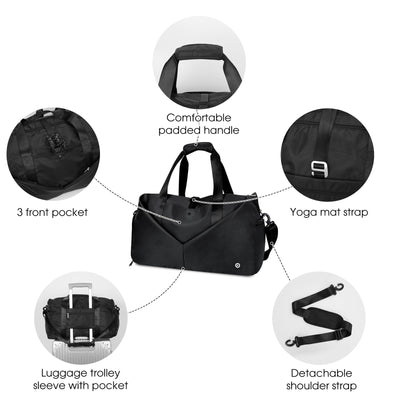 Ceneda 20" Gym Bag for Women with Wet Pocket & Shoe Compartment, Lightweight Duffel Waterproof Carry On Duffle for Travel, Yoga, Overnight (Green)